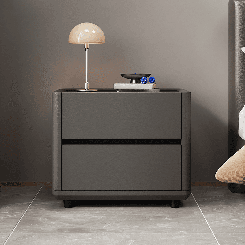 Organic Modern Nightstand With Drawer Organization Featuring 2 Drawers and Stone Countertop thumbnail 4