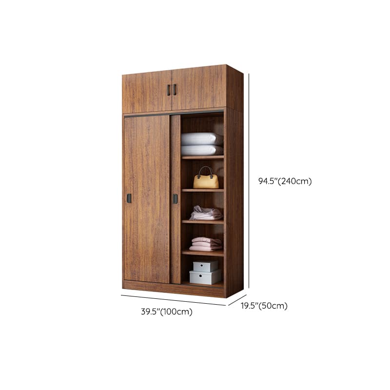 Modern Wooden Wardrobe Armoire with 3 Clothing Rods and Interior Shelves thumbnail 28
