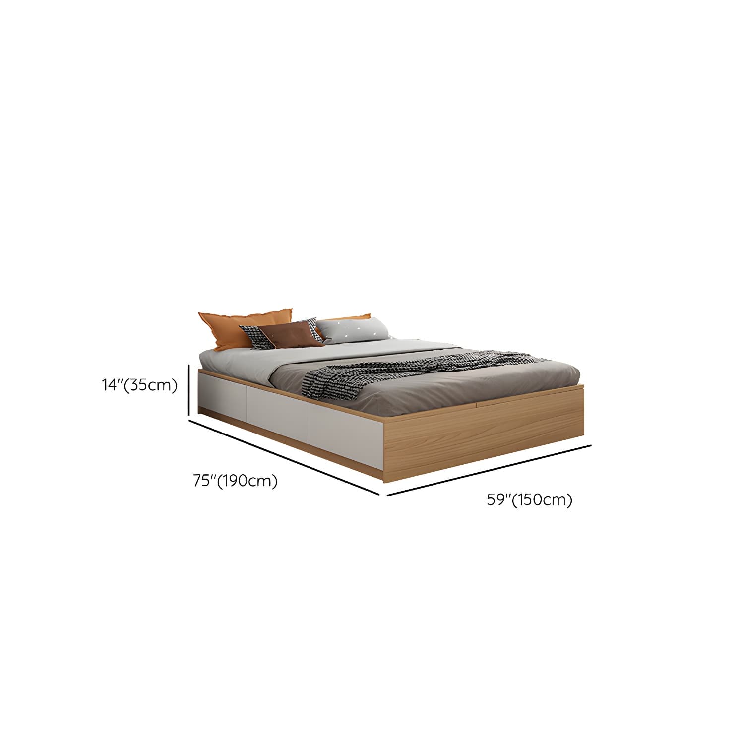 Contemporary Natural Wood Mattress Included Lift Up Storage Bed Frame thumbnail 16
