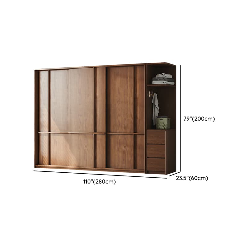 Stylish Coffee Modern Lumber Standalone Armoire Cabinet with Soft Close Drawers and Doors, Interior Shelves thumbnail 28