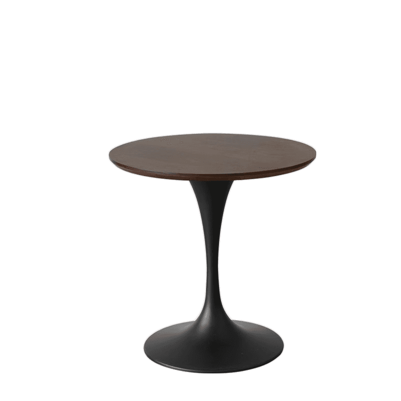 Minimalist Rubberwood Circular Standard Height Dining Table with a Sepia/Natural Color Fixed Table Top and Tulip Base for 2 People thumbnail 4