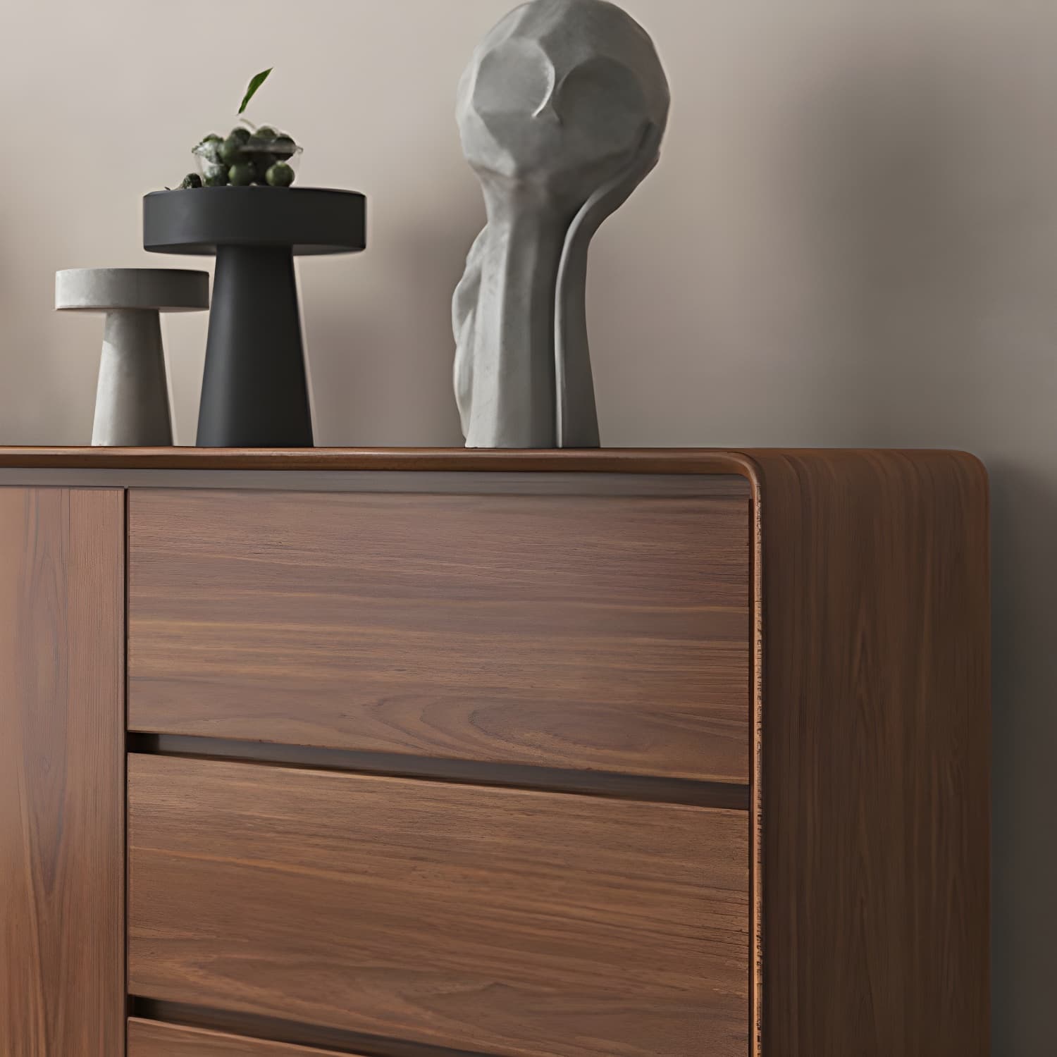 Wood Buffet Table Contemporary Style Side Board with Cabinets and Drawers thumbnail 17