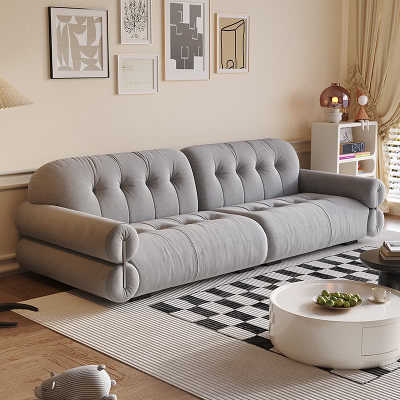 Tear Resistant Standard Sofa with Pu/Flannel Upholstery in White/Sage/Light Brown thumbnail 8