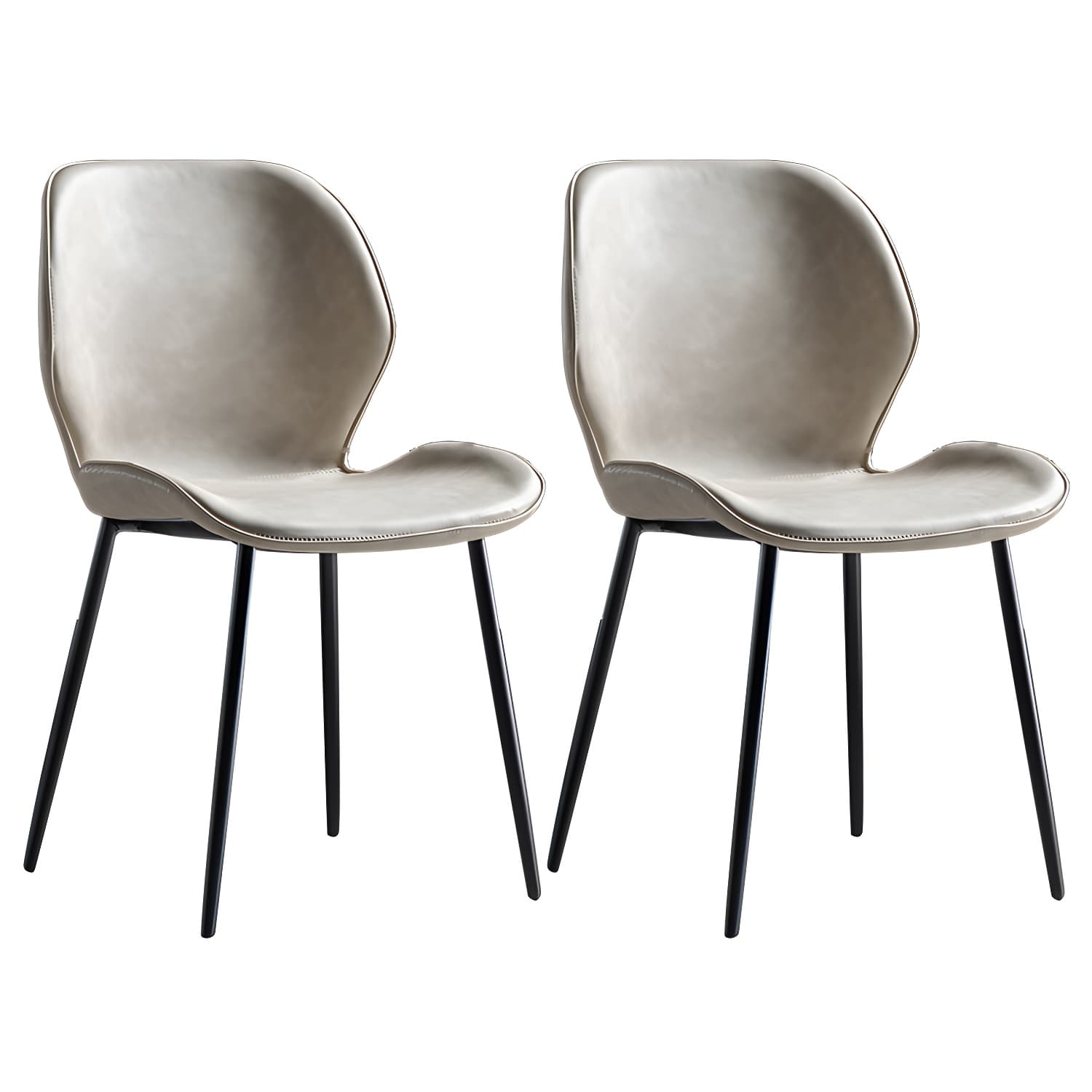 Scandinavian Leather Home Side Chair Matte Finish Wingback Dining Chair (Set of 2) thumbnail 1