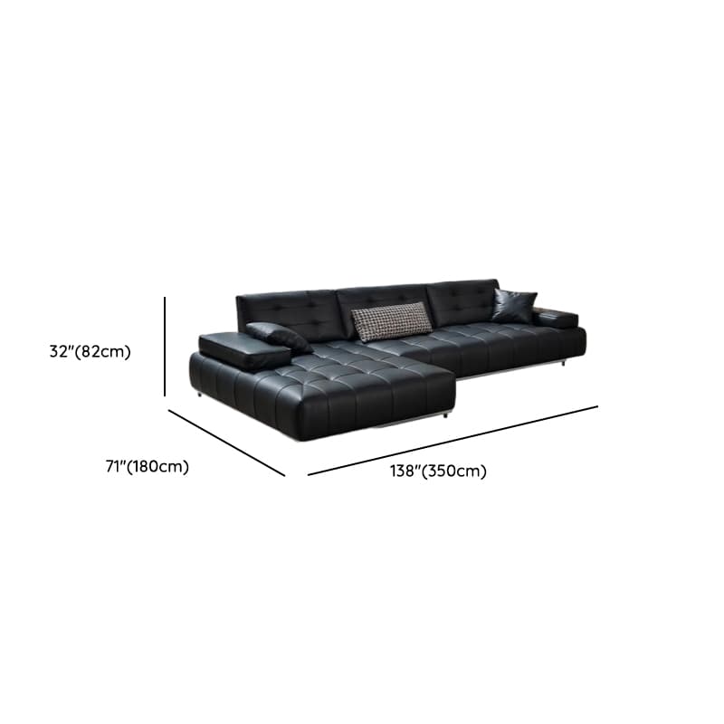 Straight/L-Shape Sofa Couch/Sofa Recliner with Tufted Back in Dark, Horizontal/Left Hand Facing, Decorative-stitched thumbnail 20