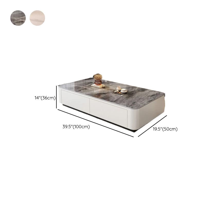 Contemporary Design Single Set Geometric Figure Rock Top Board Game Coffee Table with Block Base in Gray/Chalk and 2 Drawers thumbnail 16