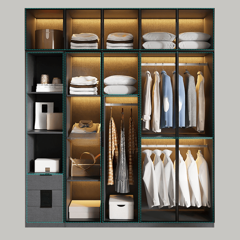 Ink Casual Lumber Wardrobe with Soft Close Door, Interior Shelves, and Hanging Rod thumbnail 3