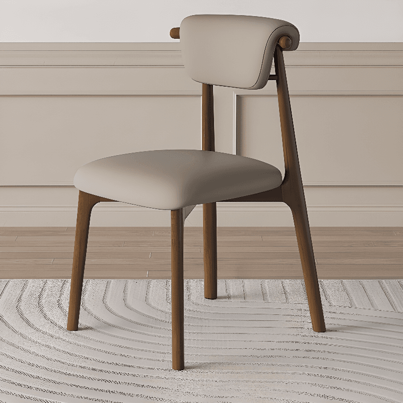 Casual Side Chair in Vinyl Leather with Wood Legs, Low Back, Framed and Balanced thumbnail 3