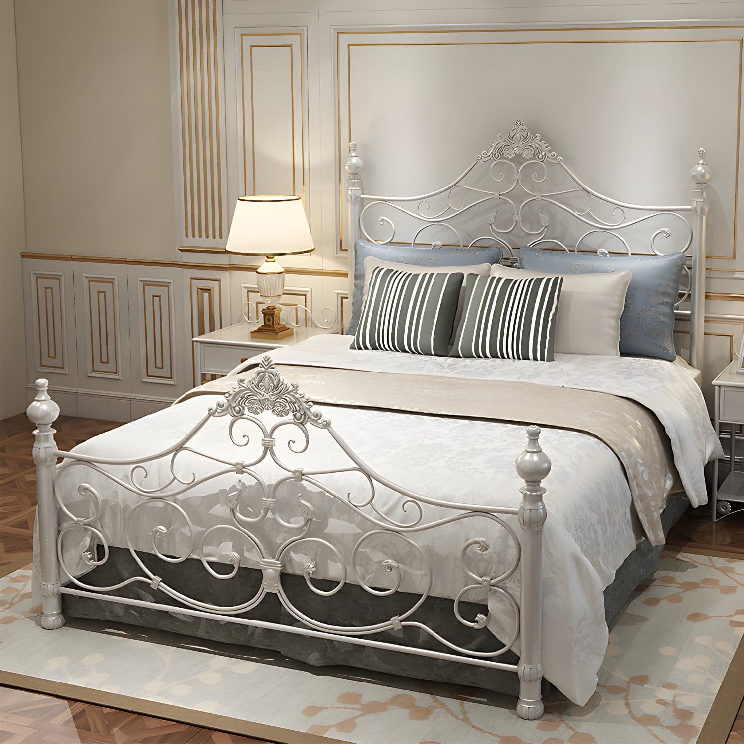 Industrial Antique Metal Bed Frame Wire-Grid Low Profile Open-Frame Bed thumbnail 5