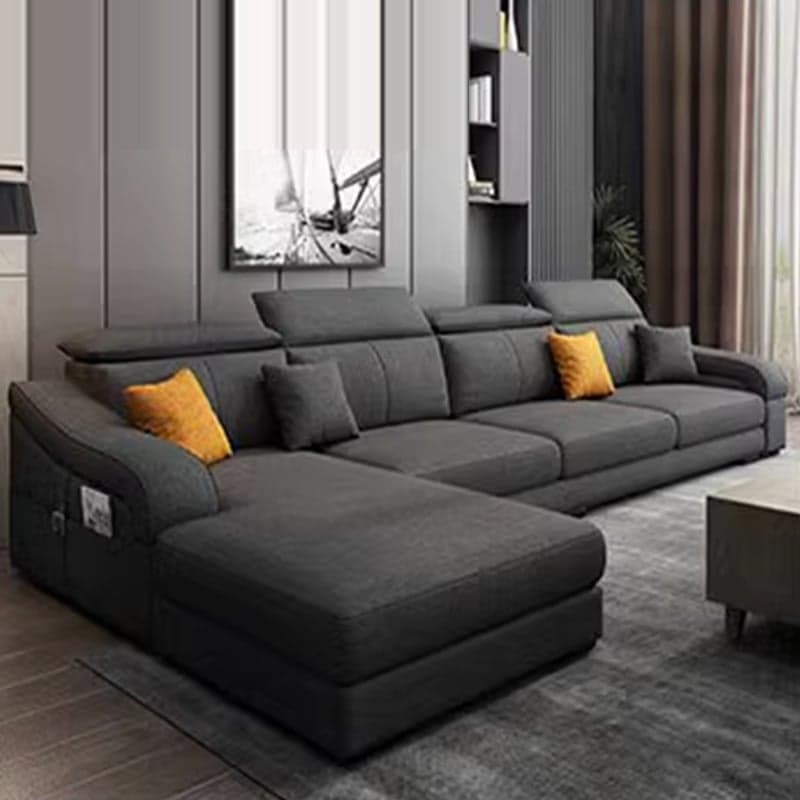 L-Shape Left Sofa Chaise for 5-seater with Sloped Arms in a Trendy Style thumbnail 4