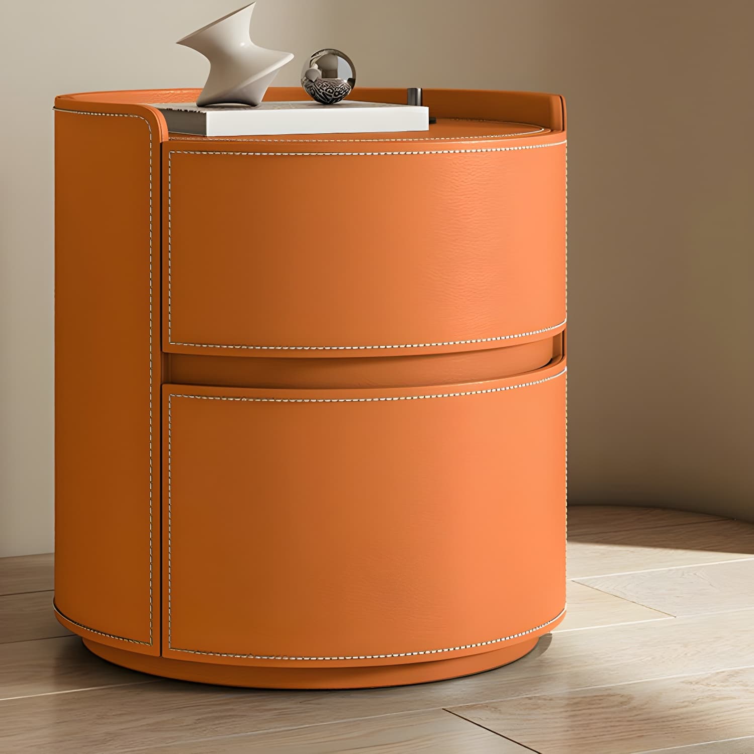 Small Under 21'' Manufactured Wood No-Light Modern Drawer Storage Nightstand in Natural Finish thumbnail 9