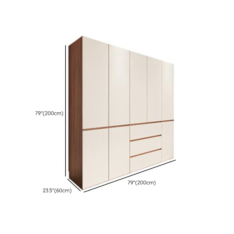 White Minimalist Manufactured Wood Wardrobe Closet with 3-Drawer, Soft Close Door, Interior Shelves, and Clothing Rod thumbnail 10