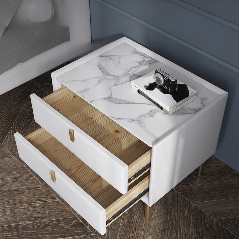 Organic Modern Nightstand With Drawer Organization Featuring 2 Drawers, Stone Countertop, and Leg thumbnail 11