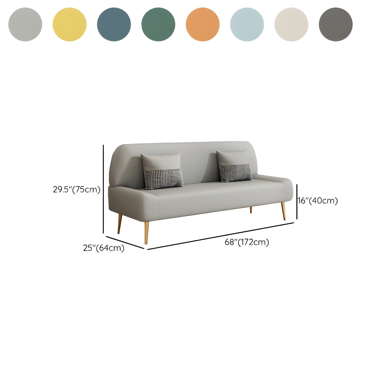 Scandinavian Faux Leather Small Size Sofa with Armless Design in Solid Color thumbnail 22