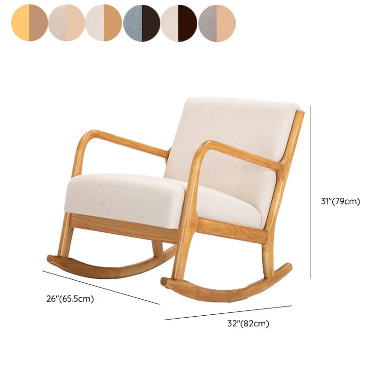 Modern Simple Style Wood Rocking Chair Couch with Cushioned Upholstery & Track Arm thumbnail 12