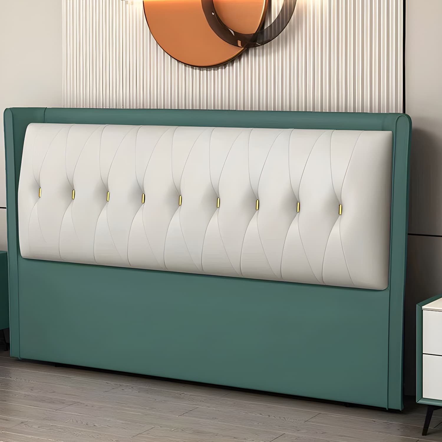 Contemporary Headboard Bed with Tufted Leather Upholstery in Rectangular thumbnail 13