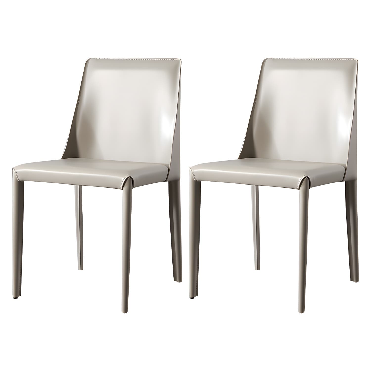 Solid Back Armless Dining Chairs Indoor Leather Side Chairs with Metal Legs thumbnail 5