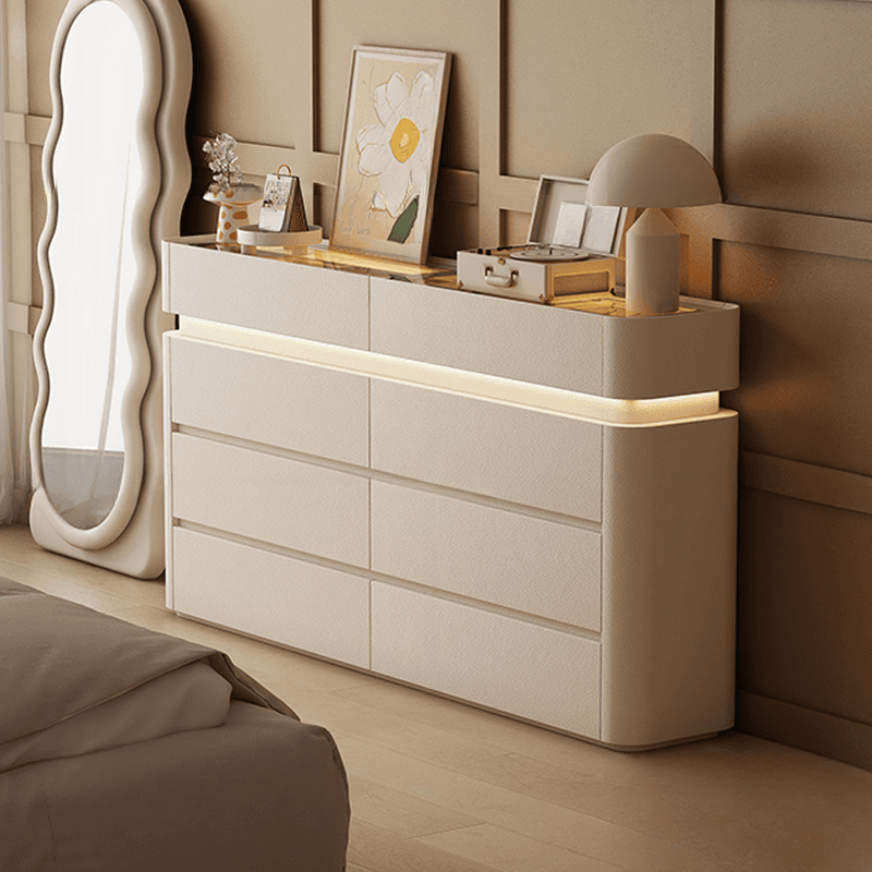Simplistic Hardwood Double Dresser with 8 Horizontal Drawers and LED Lights thumbnail 10