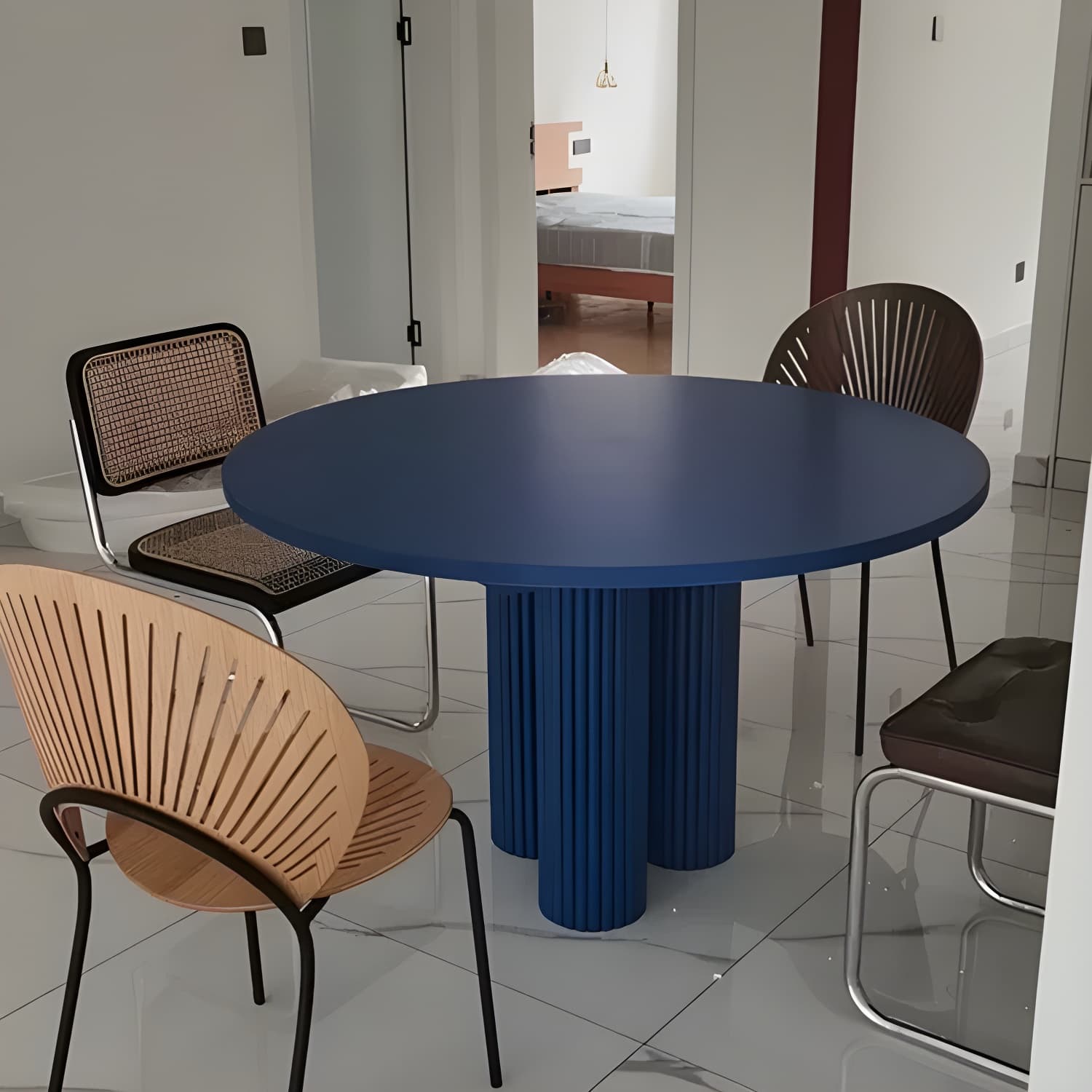 Modern Casual Dining Table Round Top Dinner Table Kitchen Home thumbnail 6
