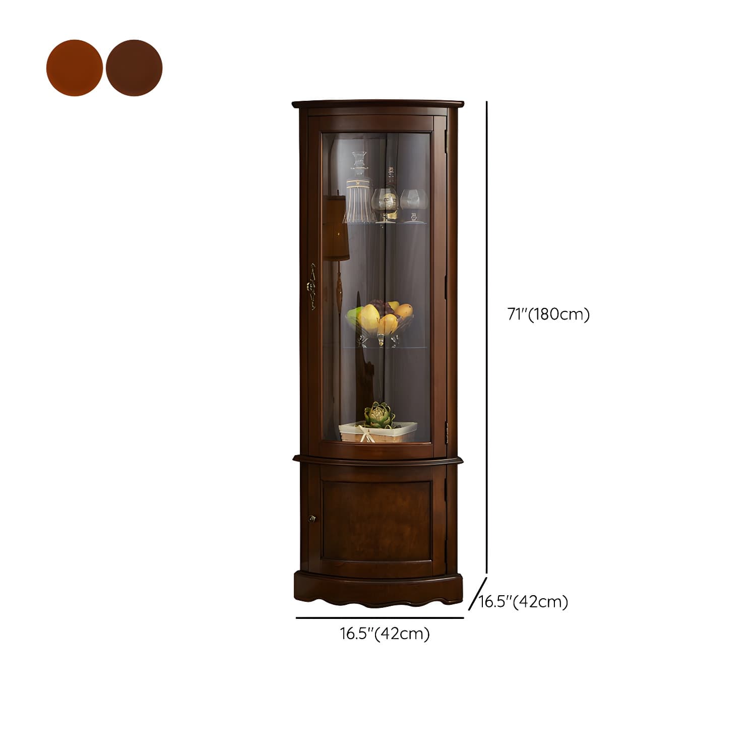 Industrial Triangle Accent Cabinet Solid Wood Storage Cabinet with Glass Doors thumbnail 10