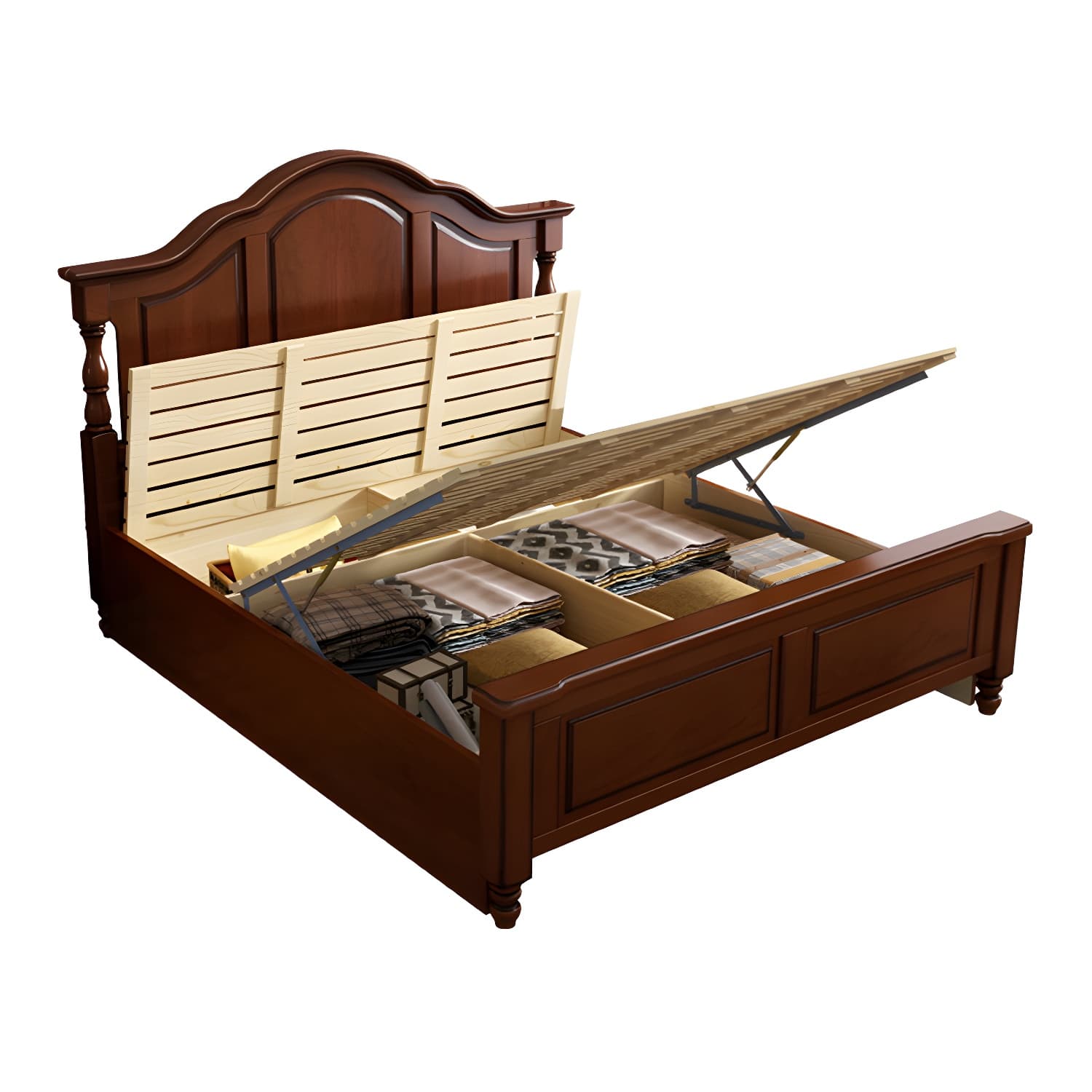 Contemporary Brown Bed Frame Solid Wood Bed with Arched Headboard thumbnail 11