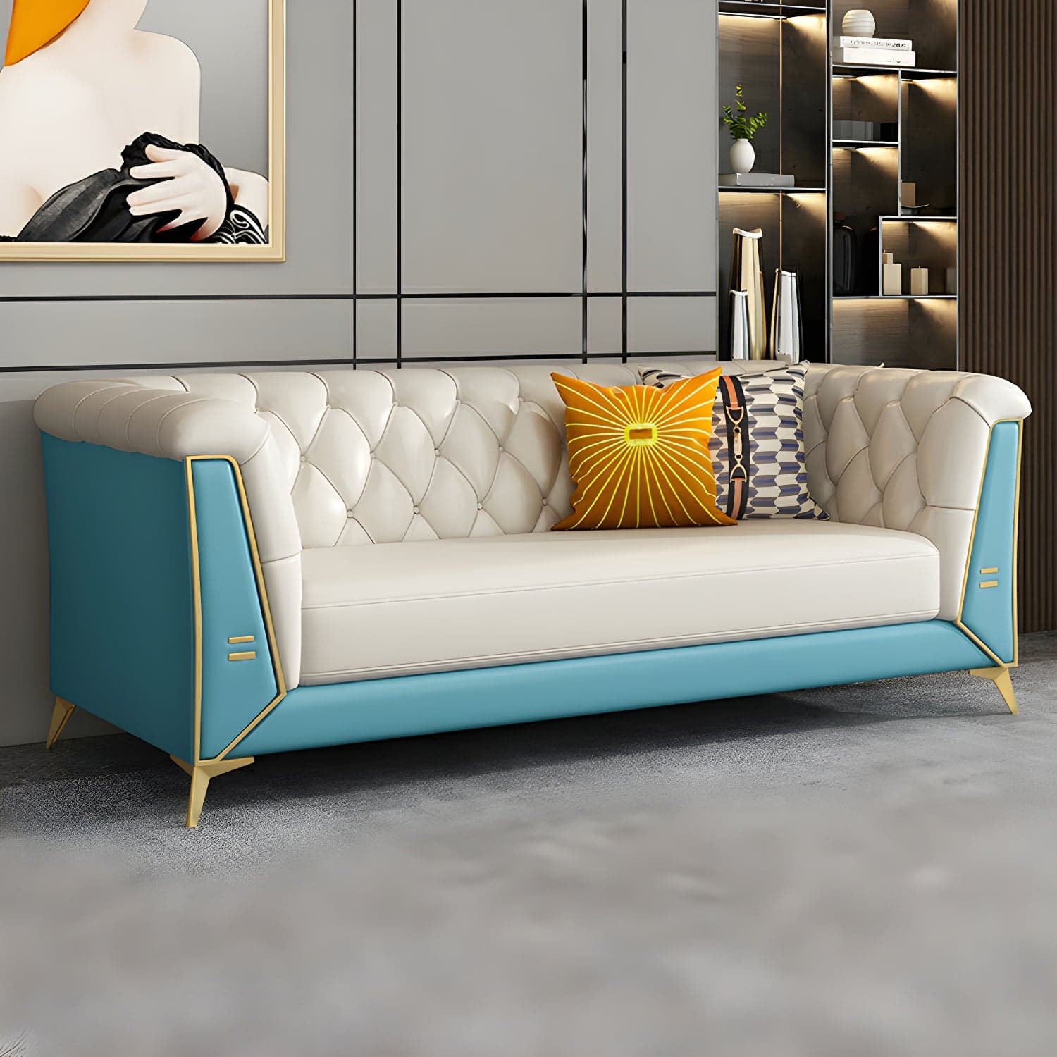 Glam Wood Frame Standard Sofa with Tuxedo Arms in Solid Color thumbnail 9
