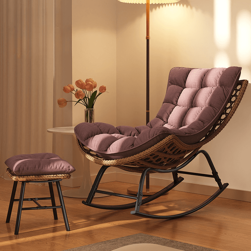 2 Piece Set/1 Piece Set Cushioned Rocking Chair with Ottoman in Resin with Rear in a Modern Simple Style thumbnail 13