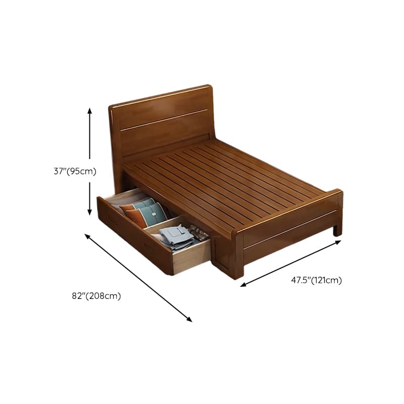 Traditional Brown Wood Panel Bed with Headboard Included and Footboard thumbnail 20