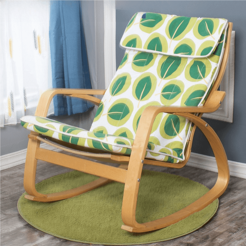 Ergonomic Natural Wood Rocking Armchair with Rear Back, Stationary thumbnail 3