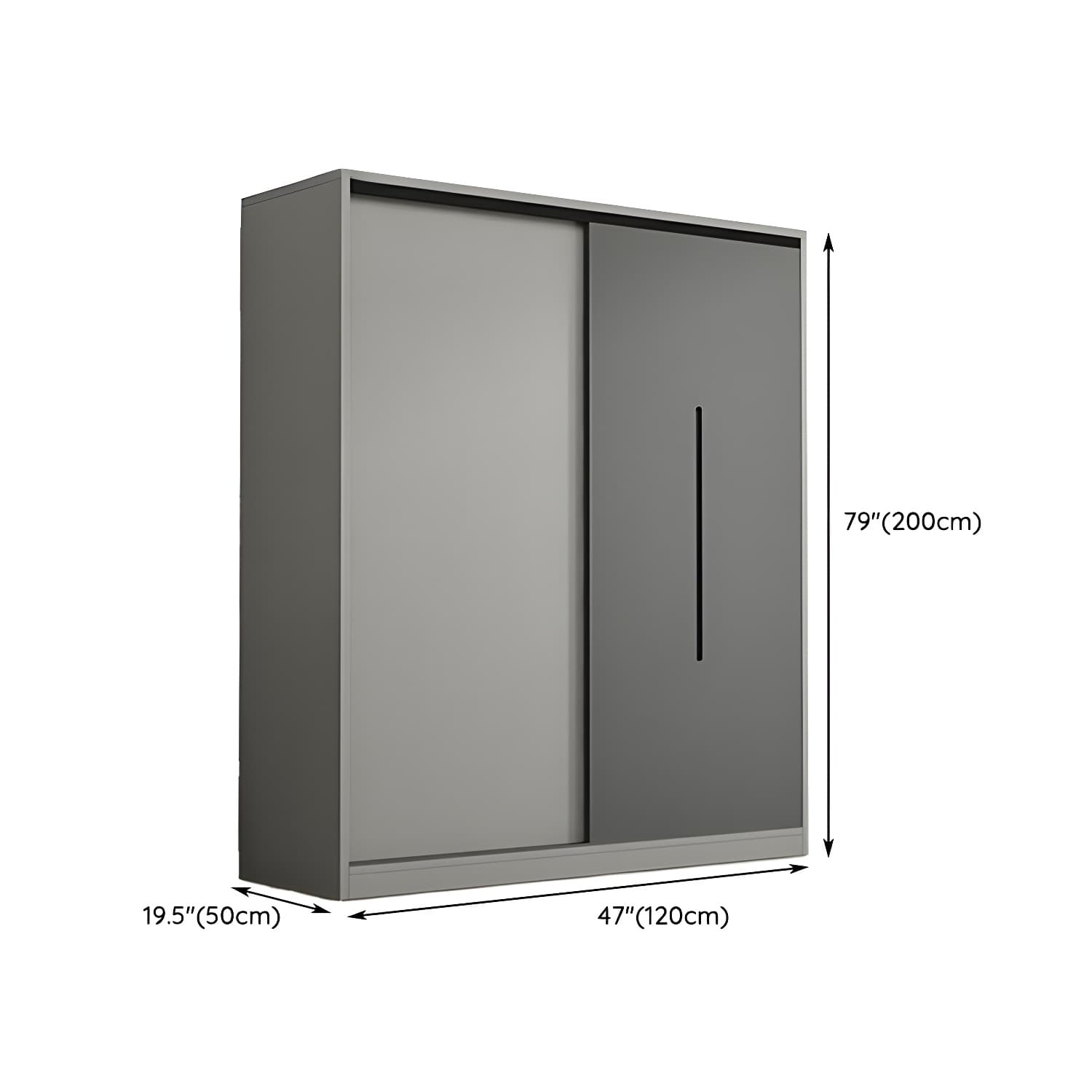 Contemporary Wood Grey Cloth Rod Included Wardrobe with Shelves thumbnail 13