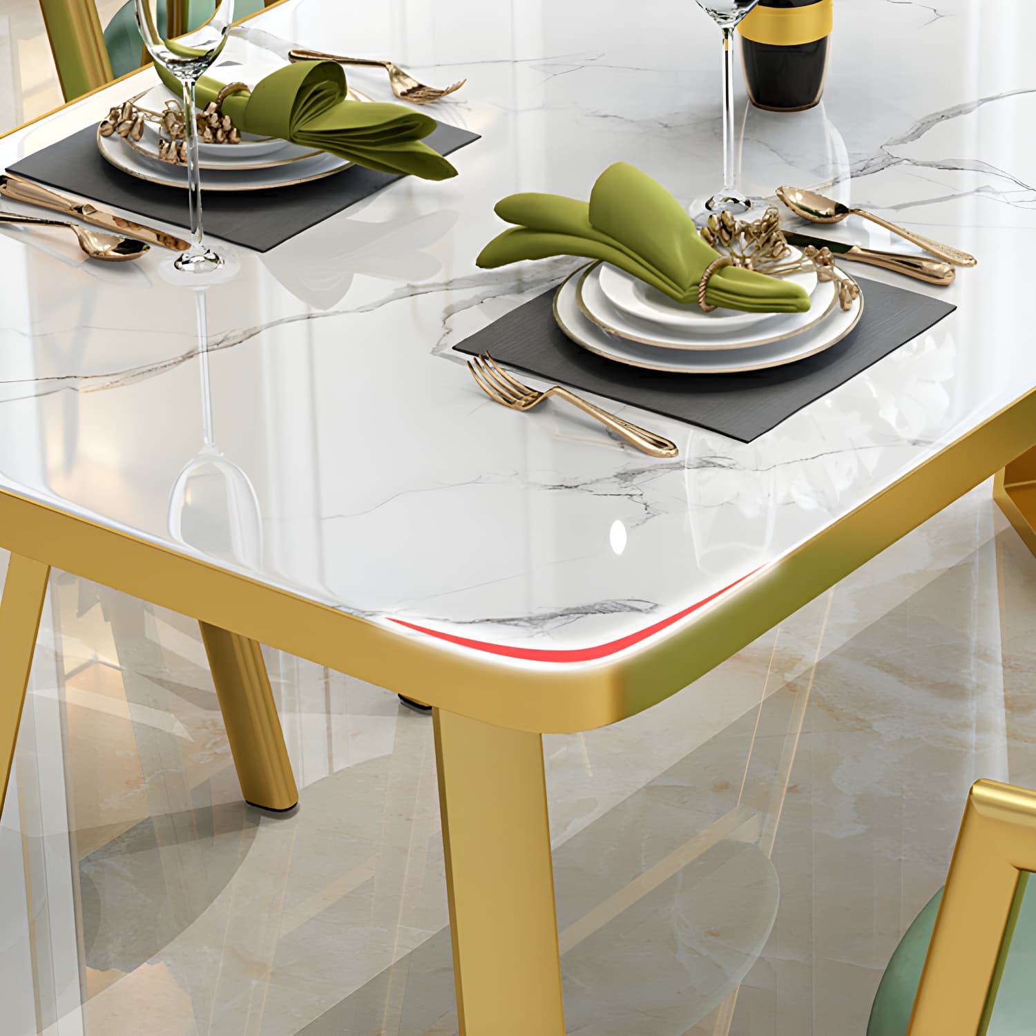 Glam White Wood Dining Set with Upholstered Chairs - 5 Piece Set thumbnail 13