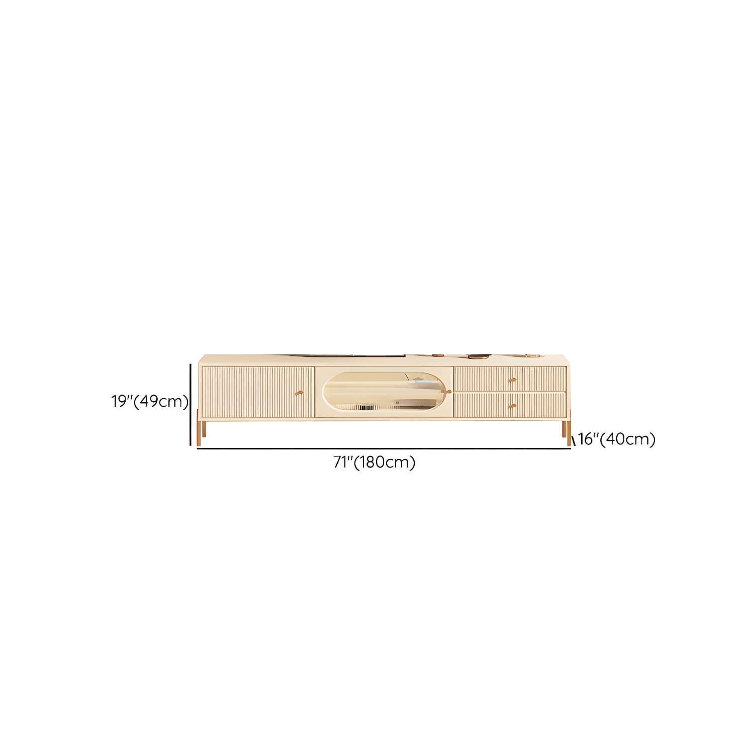 White Cable Management TV Console Modern Engineered Wood Media Console thumbnail 9