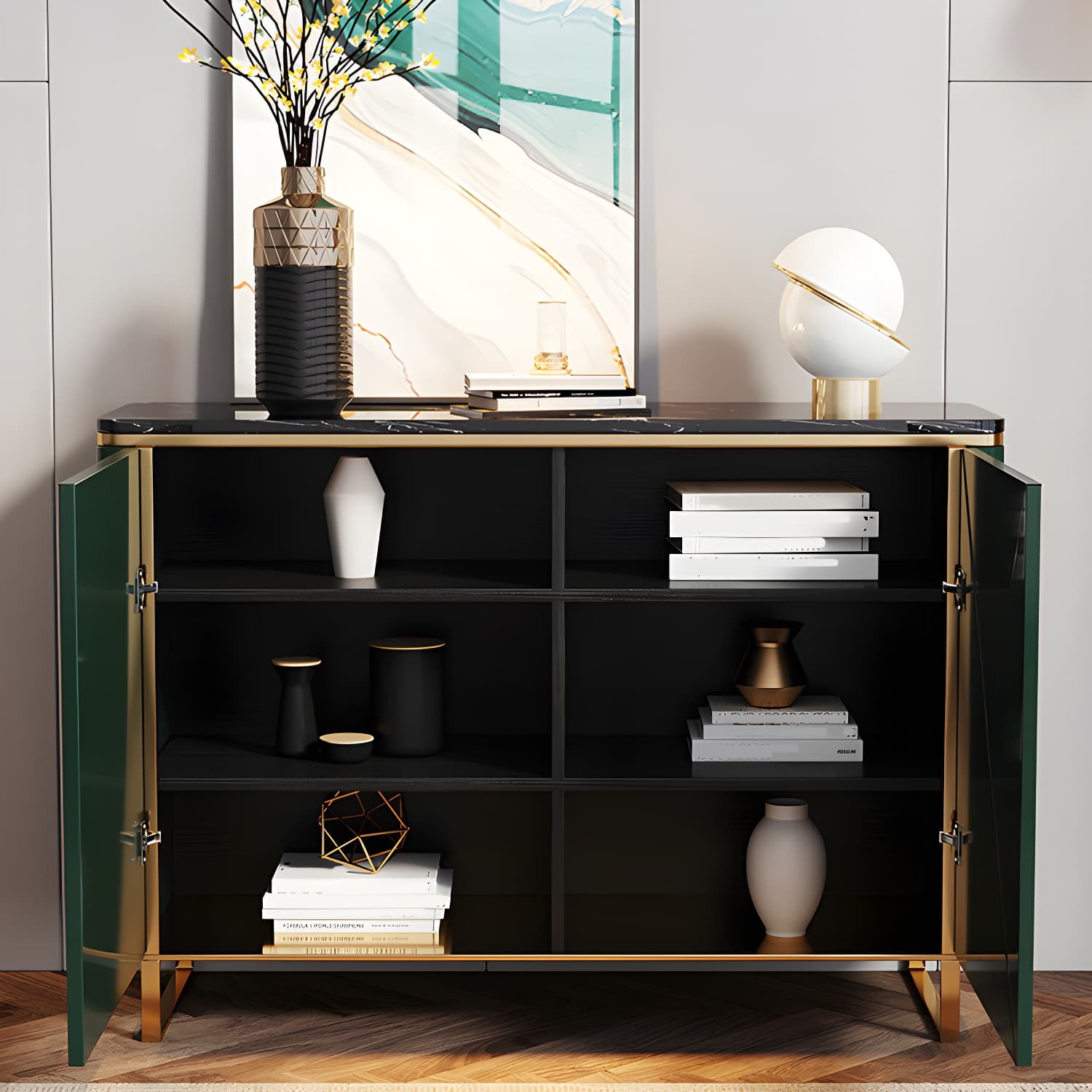 Modern & Contemporary Side Board Stone Credenza with Cabinets thumbnail 11