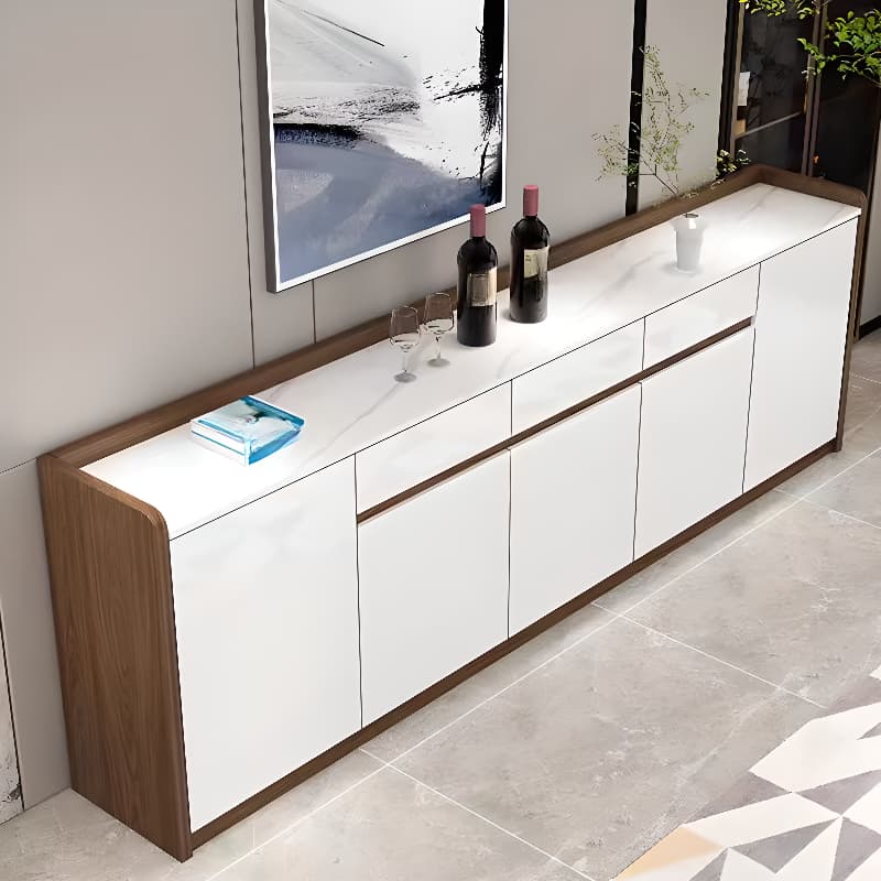Minimalist Sintered Stone Buffet Table with 3 Drawers/Single Drawer, Closet, Standard/Wide/Narrow Size, Changeable Shelf, and 5 Doors/4 Doors/3 Doors thumbnail 4