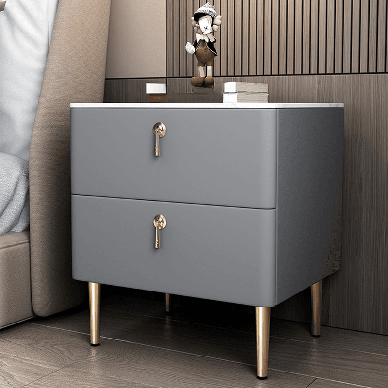 Minimalist 2-Drawer Stone Countertop Bedside Cabinet with Legs thumbnail 6
