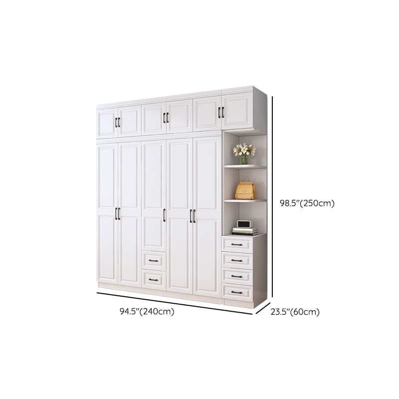 Modern White Wood Wardrobe Armoire with Soft-Close Drawers and Clothing Rod thumbnail 27