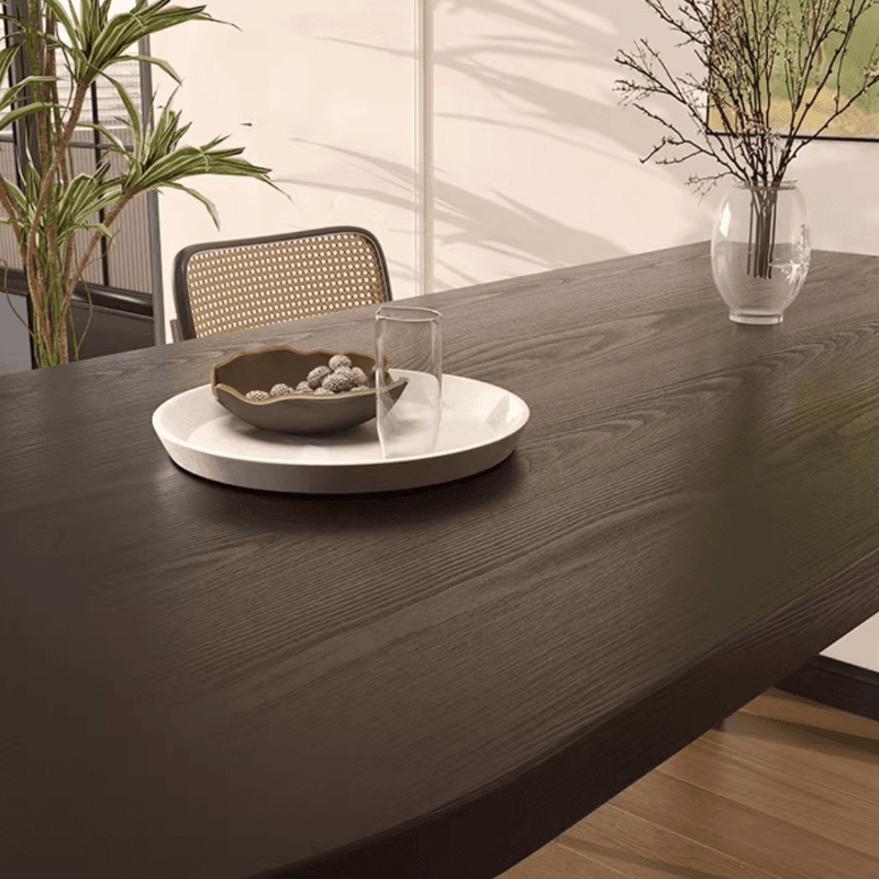 Curved Line Wood Slab Dining Table Set with Three Legs thumbnail 6