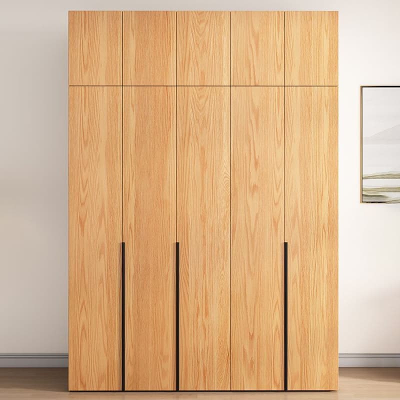 Natural Wood Freestanding Wardrobe Closet with Natural Doors thumbnail 9