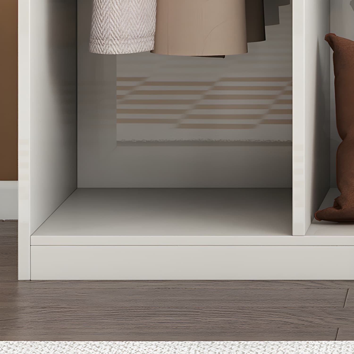White Modern Style Wardrobe Cabinet Engineered Wood with Garment Rod thumbnail 9