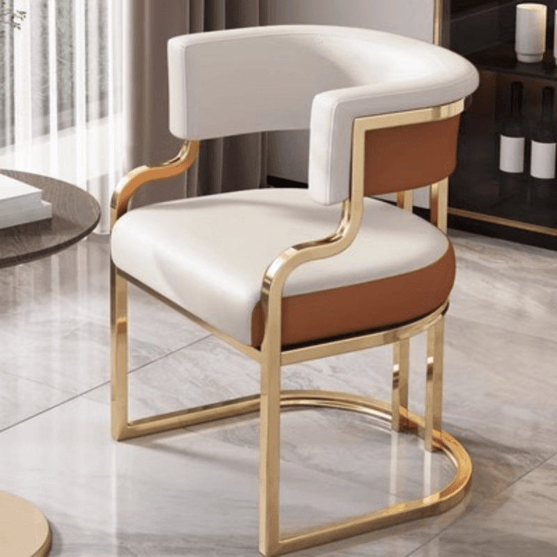 Minimalist Arm Chair with Cushioned Seat, Arms, Metallic Metal Legs, and Low Back thumbnail 2