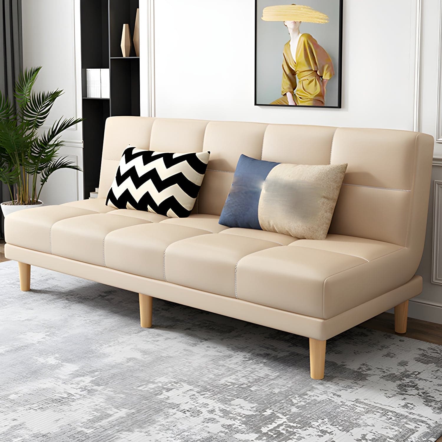 Contemporary Armless Standard Sofa Bed Dual Purpose Sofa for Living Room