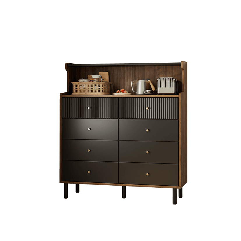 Casual Composite Wood Bachelor Chest/Console Dresser with Shelves, 4 Drawers/8 Drawers, Vertical/Horizontal Orientation