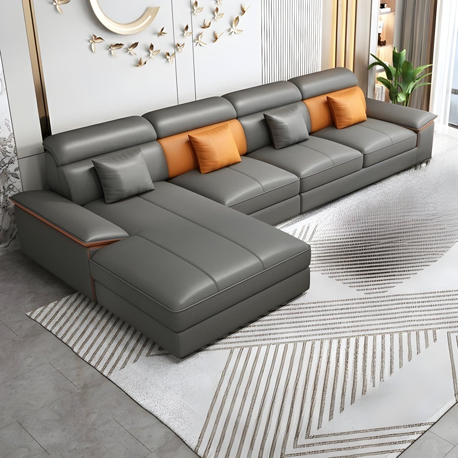 Modernism Pillow Top Arm Sectional with Chaise for Living Room thumbnail 2