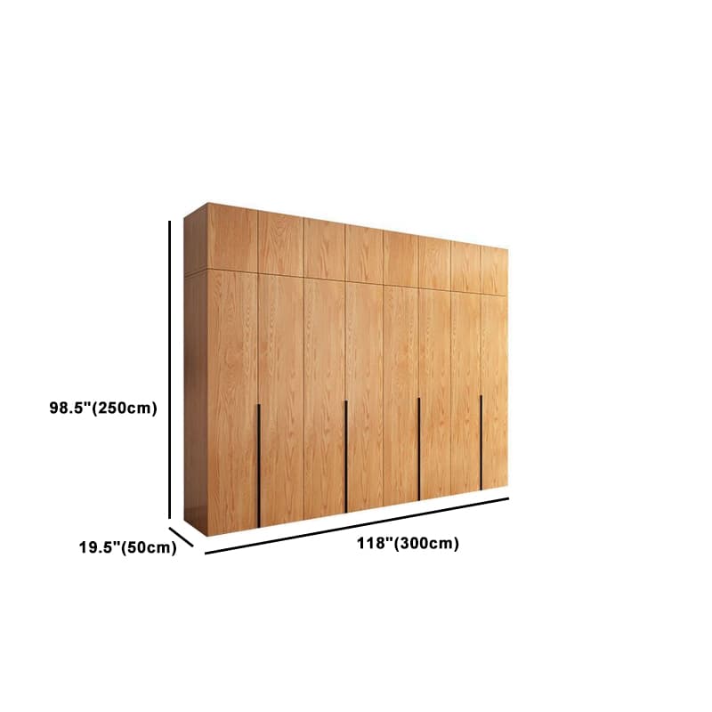 Natural Wood Freestanding Wardrobe Closet with Natural Doors thumbnail 32