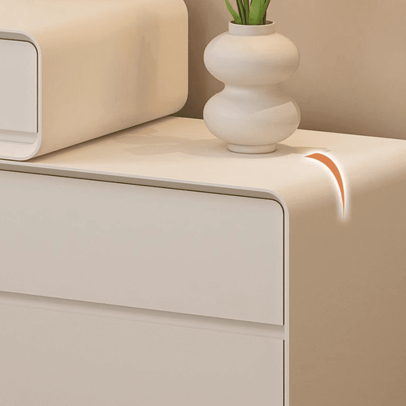 Simplistic Large Vanity Set with Lumber Table Top, White Seat, 8 Drawers, and Mirror Lights thumbnail 3