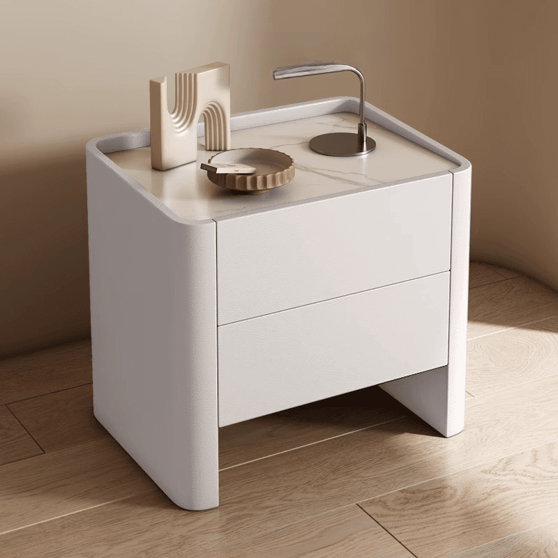 Stylish Drawer Storage Nightstand with 2 Drawers, Stone Countertop, and Leg thumbnail 10