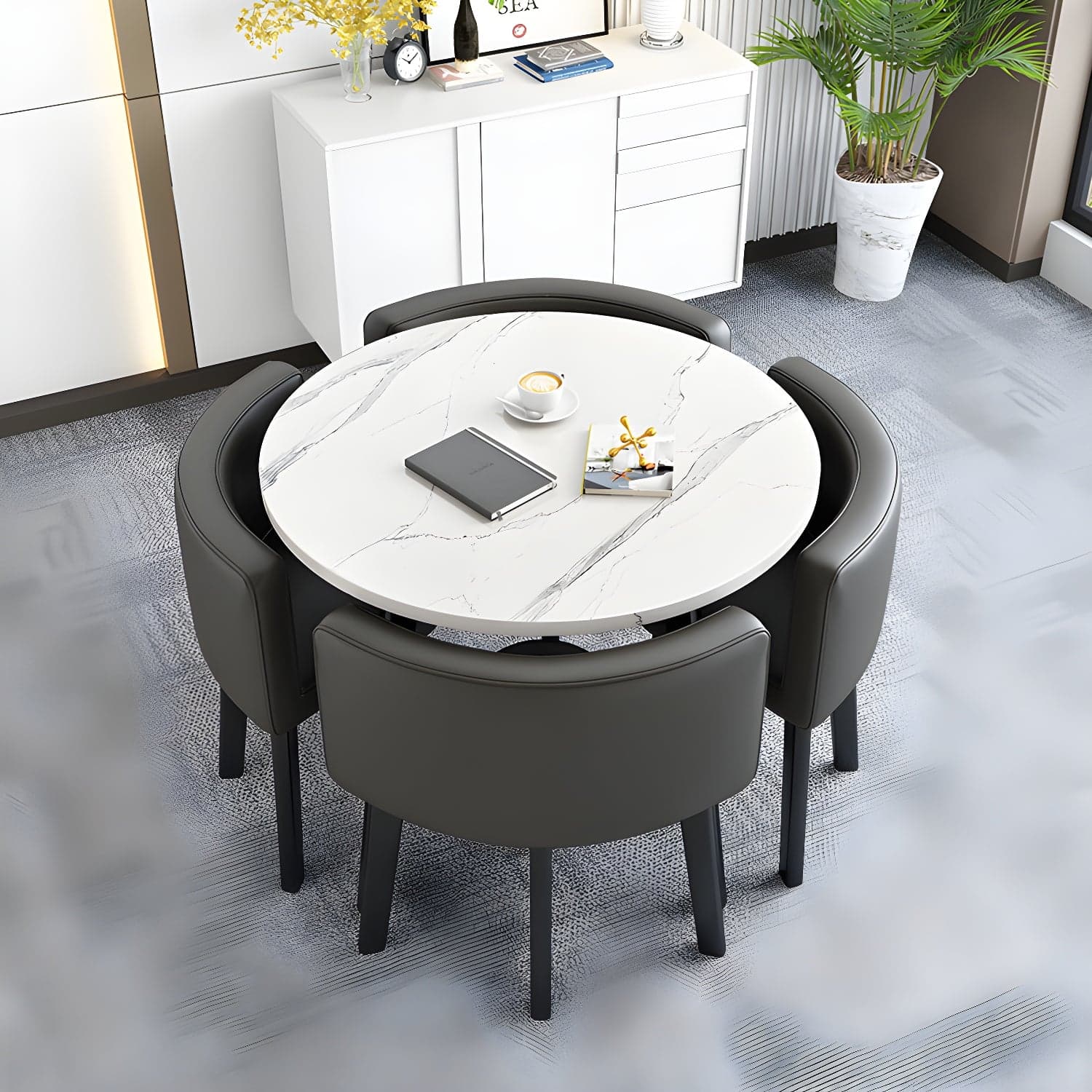 Modern Wood Dining Table Set 5 Pieces Dining Set for Home Use thumbnail 19