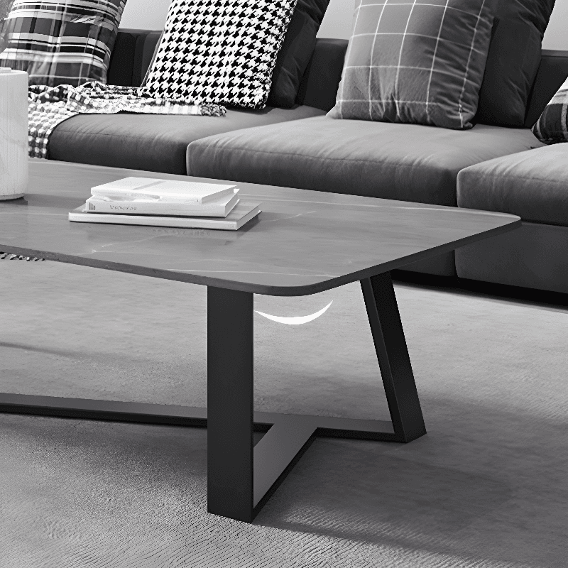 Funky Square Sintered Stone Coffee Table with X Base, Scratch-immune, and Single Set thumbnail 9