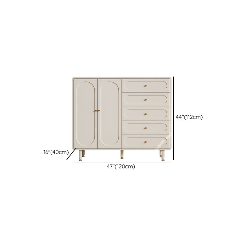 Chalk Modish Composite Wood Console Dresser with 5 Drawers and Hutch, 3 Interior Shelves, Horizontal thumbnail 10