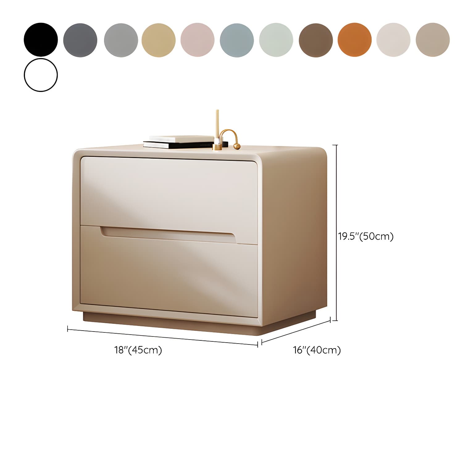 Modern Wood Drawer Nightstand for Small Spaces with 2 Drawers in Narrow Design thumbnail 21